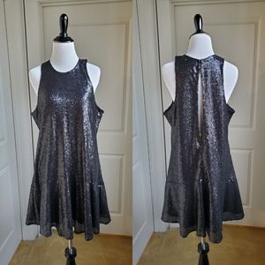 Free People Black Sequin Swing Dress, M
